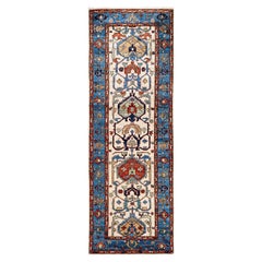 Tapis traditionnel Serapi noué à la main ivoire de 2' 10" x 8' 2"