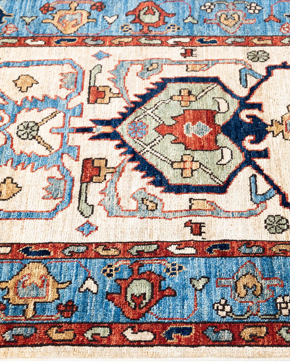 Noué à la main Tapis traditionnel Serapi noué à la main ivoire de 2' 10