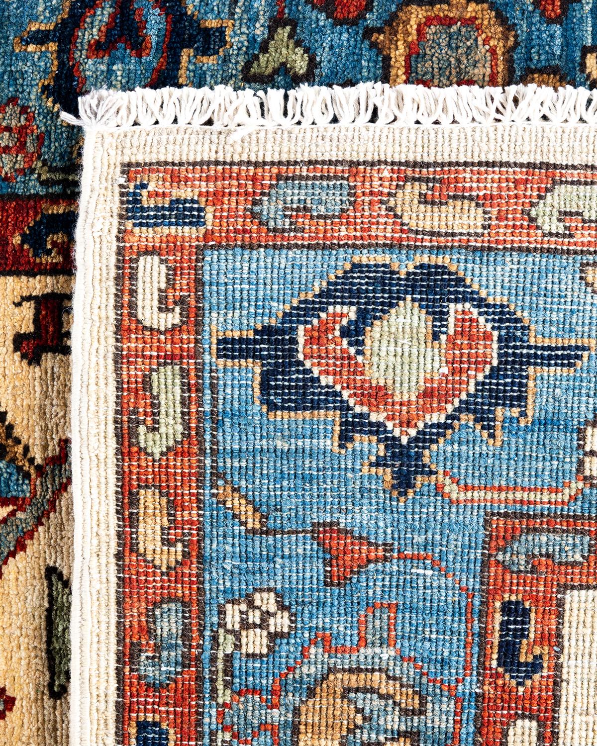 Tapis traditionnel Serapi noué à la main ivoire de 2' 10