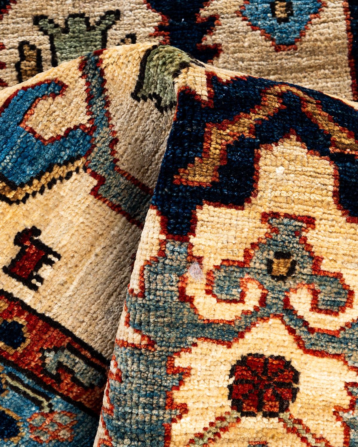Laine Tapis traditionnel Serapi noué à la main ivoire de 2' 10