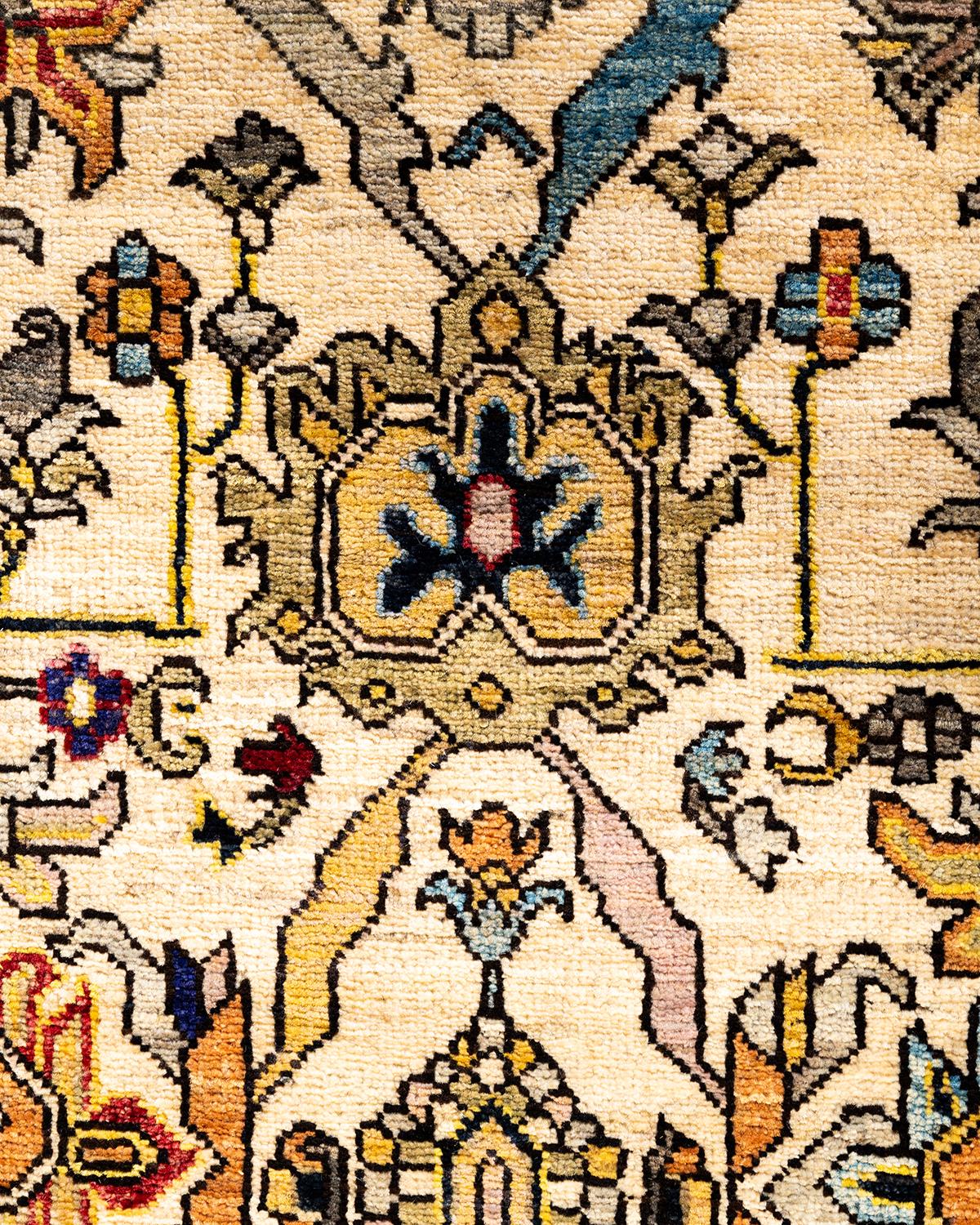 Pakistanais Tapis traditionnel Serapi ivoire noué à la main 3' 11