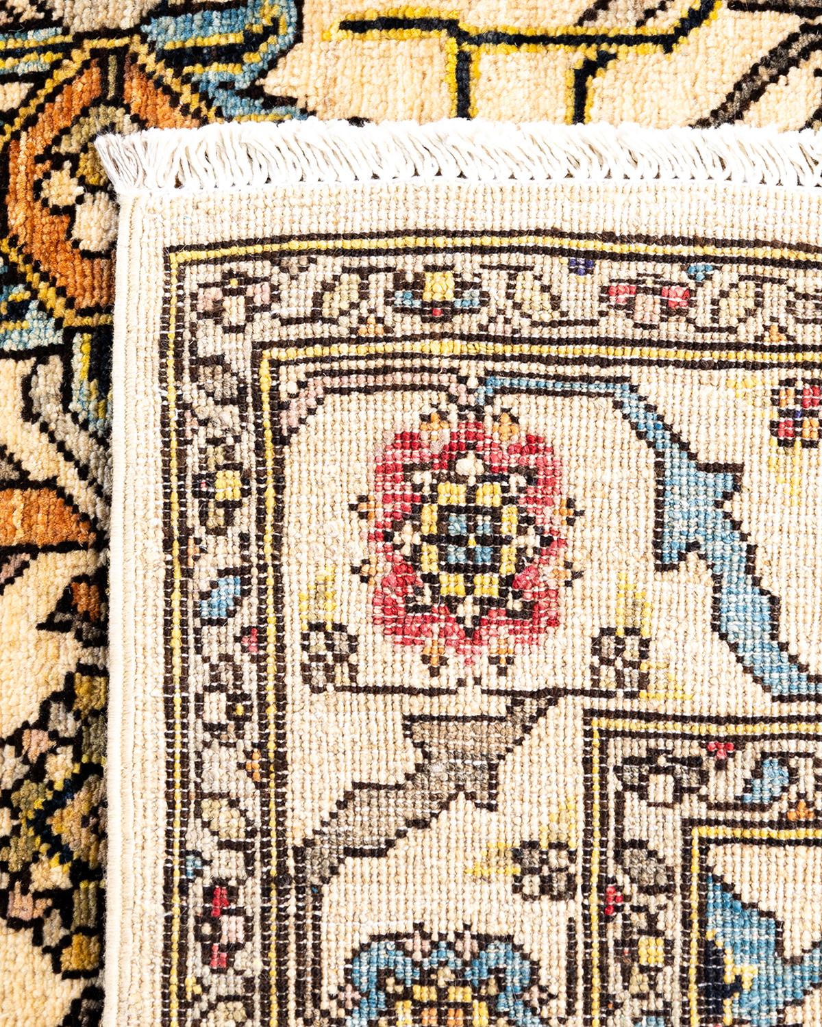 XXIe siècle et contemporain Tapis traditionnel Serapi ivoire noué à la main 3' 11