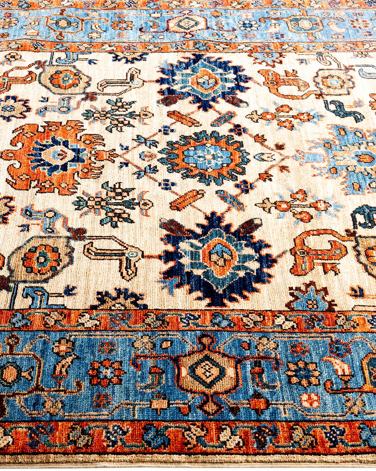 Tapis traditionnel Serapi ivoire noué à la main 4' 1