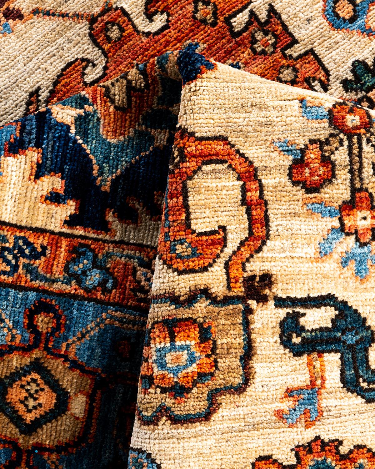 Tapis traditionnel Serapi ivoire noué à la main 4' 1