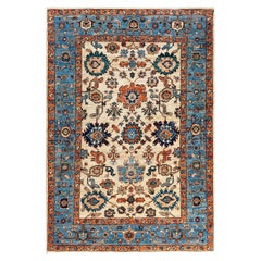 Traditional Serapi Hand Knotted Wool Ivory Area Rug 4' 1" x 5' 10"