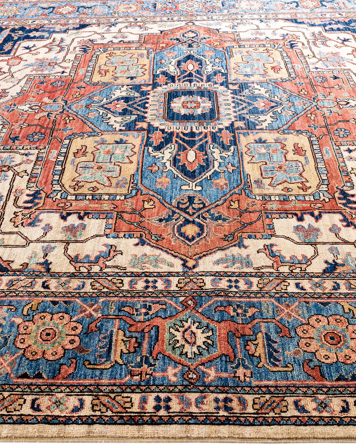 Tapis traditionnel Serapi noué à la main ivoire de 8' 0