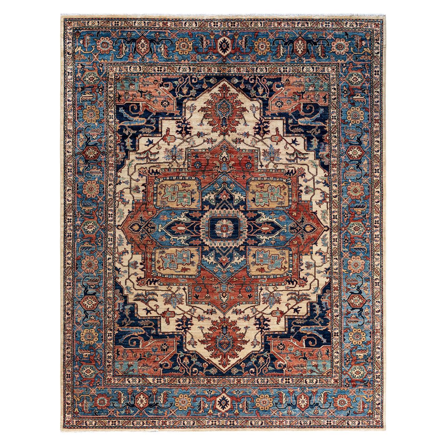 Traditional Serapi Hand Knotted Wool Ivory Area Rug 8' 0" x 10' 2"