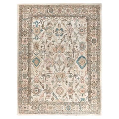 Traditional Serapi Hand Knotted Wool Ivory Area Rug 8' 11" x 11' 11"