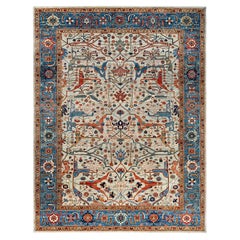 Traditional Serapi Hand Knotted Wool Ivory Area Rug 9' 3" x 12' 0"