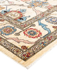 Traditional Serapi Hand Knotted Wool Ivory Area Rug