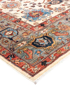 Traditional Serapi Hand Knotted Wool Ivory Area Rug