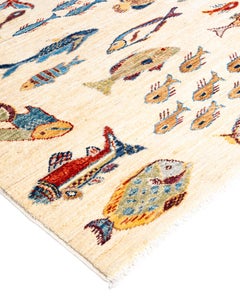 Traditional Serapi Hand Knotted Wool Ivory Area Rug