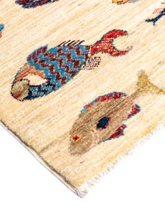 Traditional Serapi Hand Knotted Wool Ivory Area Rug
