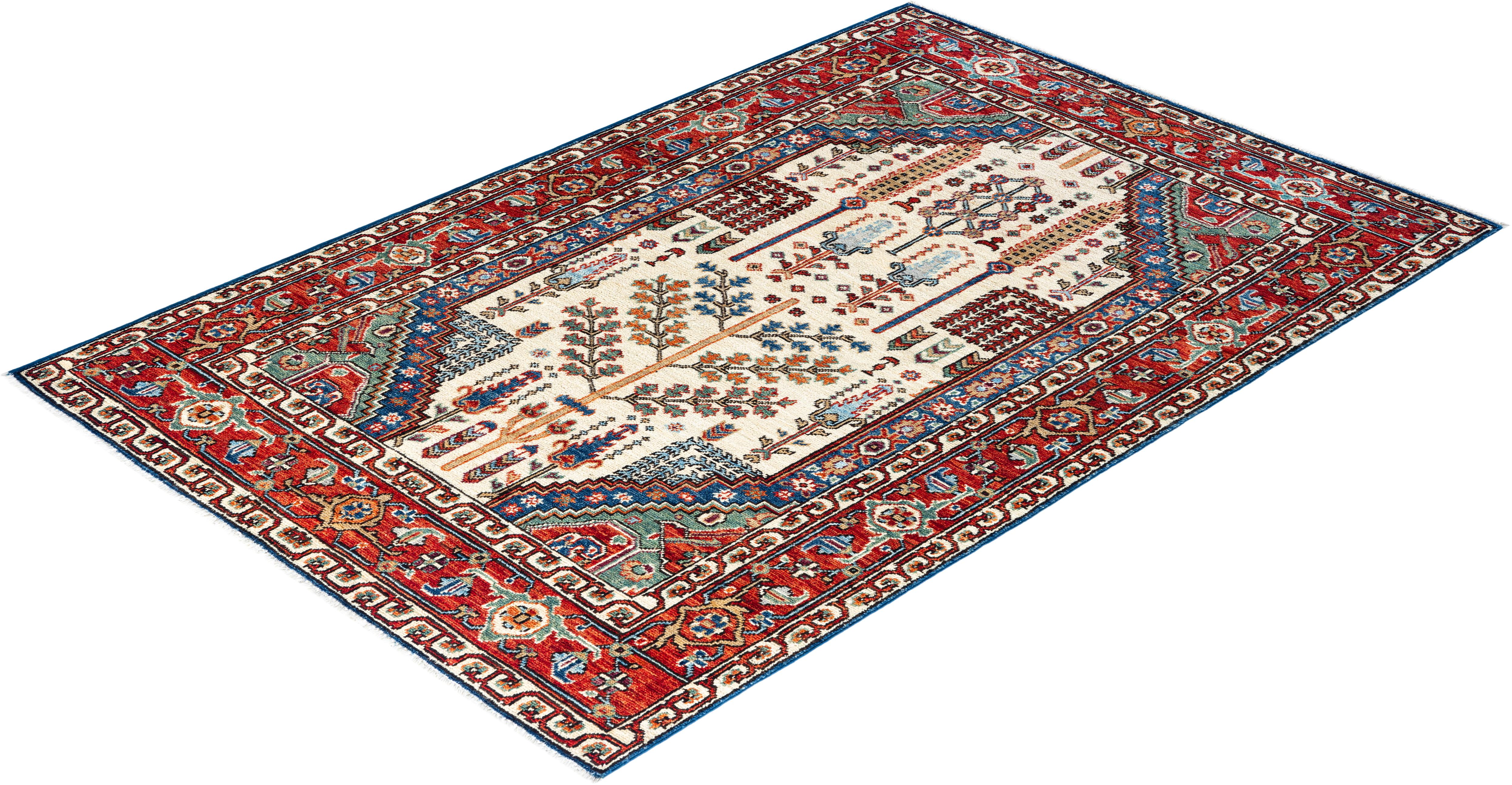 Traditional Serapi Hand Knotted Wool Ivory Area Rug For Sale 3