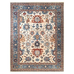 Traditional Serapi Hand Knotted Wool Ivory Area Rug