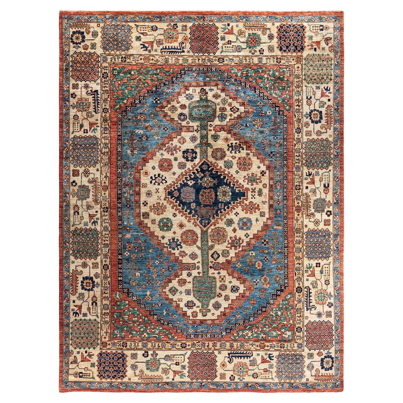 Small Serapi Rug Traditional Serapi Hand Knotted Wool Ivory Area Rug For Sale at 1stDibs