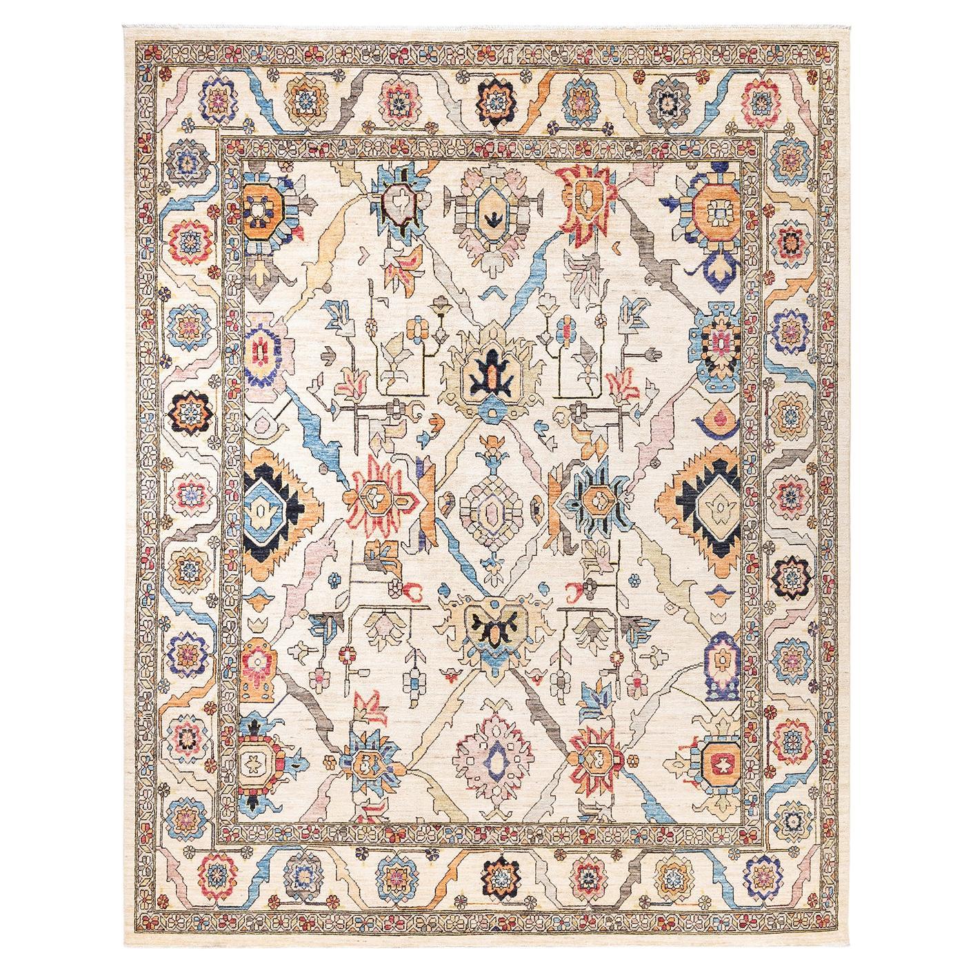  Traditional Serapi Hand Knotted Wool Ivory Area Rug