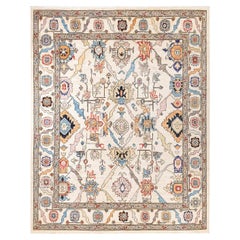 Traditional Serapi Hand Knotted Wool Ivory Area Rug
