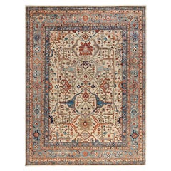 Traditional Serapi Hand Knotted Wool Ivory Area Rug