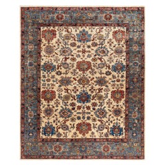 Traditional Serapi Hand Knotted Wool Ivory Area Rug