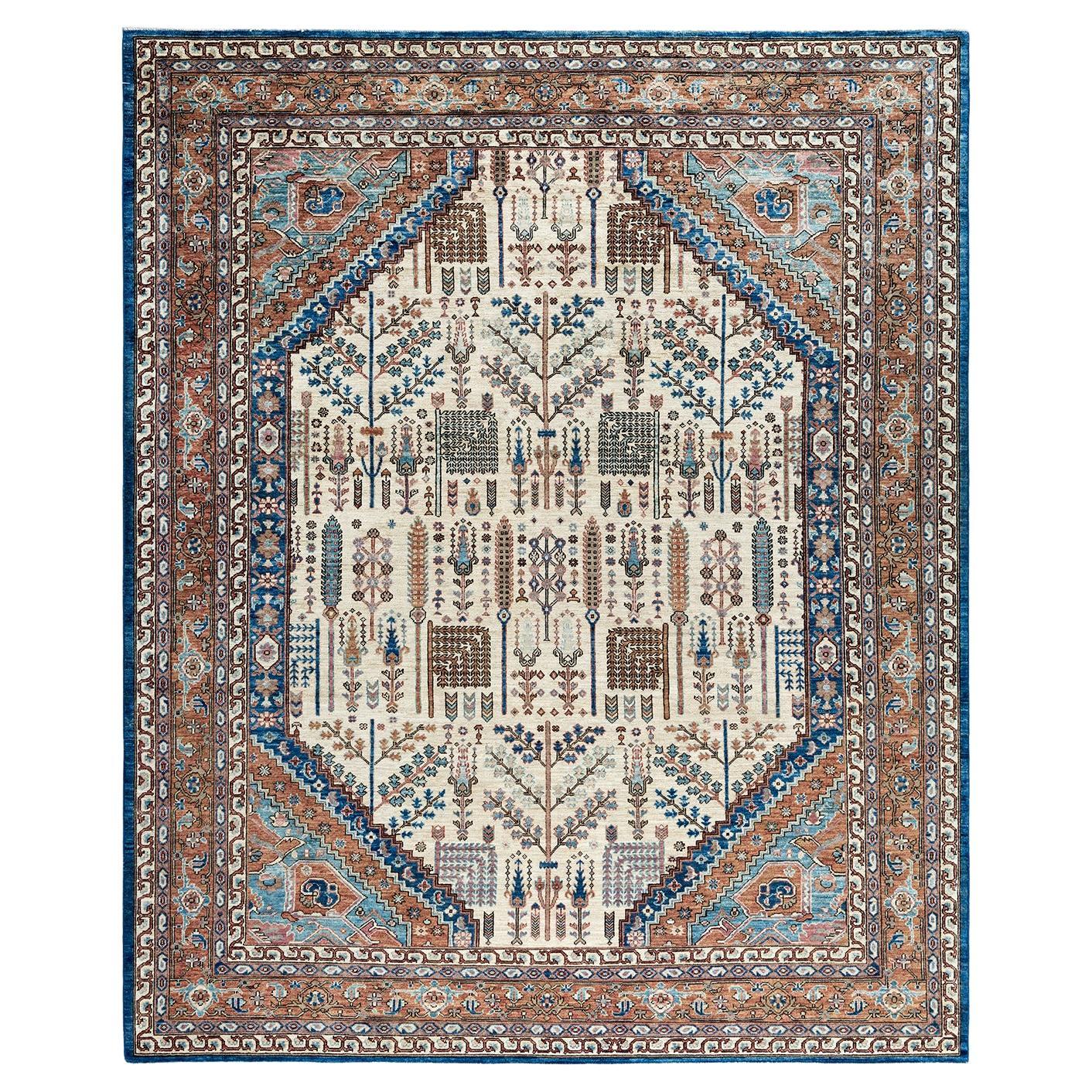 Traditional Serapi Hand Knotted Wool Ivory Area Rug For Sale