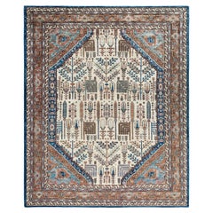 Traditional Serapi Hand Knotted Wool Ivory Area Rug