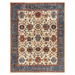 Traditional Serapi Hand Knotted Wool Ivory Area Rug