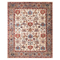 Traditional Serapi Hand Knotted Wool Ivory Area Rug 
