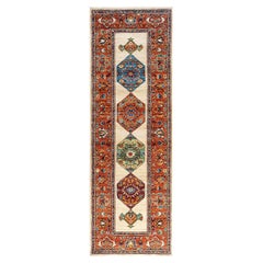 Traditional Serapi Hand Knotted Wool Ivory Runner 2
 7" x 8
 1"