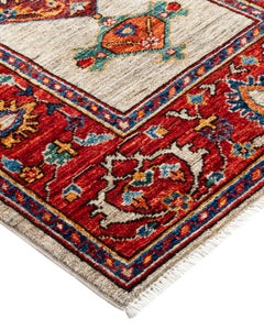 Traditional Serapi Hand Knotted Wool Ivory Runner