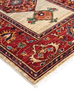 Traditional Serapi Hand Knotted Wool Ivory Runner
