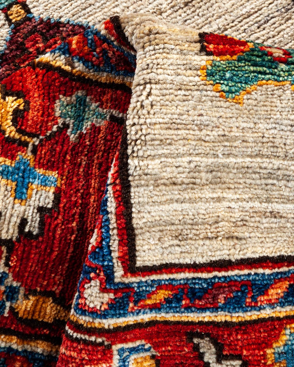 Traditioneller handgeknüpfter Serapi-Läufer aus elfenbeinfarbener Wolle im Angebot 2
