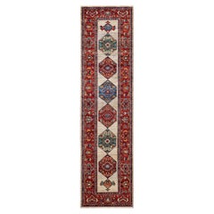 Traditional Serapi Hand Knotted Wool Ivory Runner 