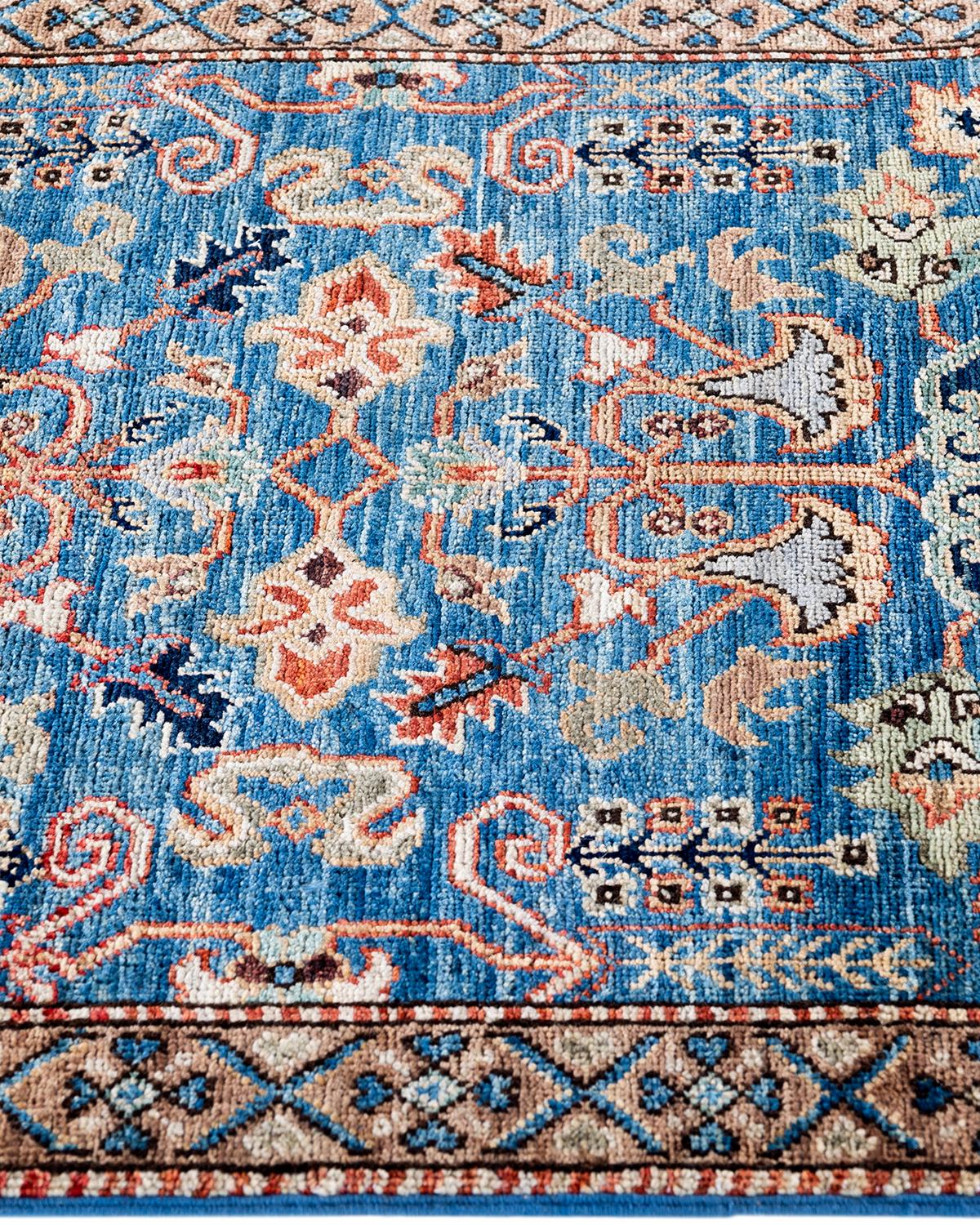 Noué à la main Tapis traditionnel Serapi noué à la main bleu clair de 2' 5