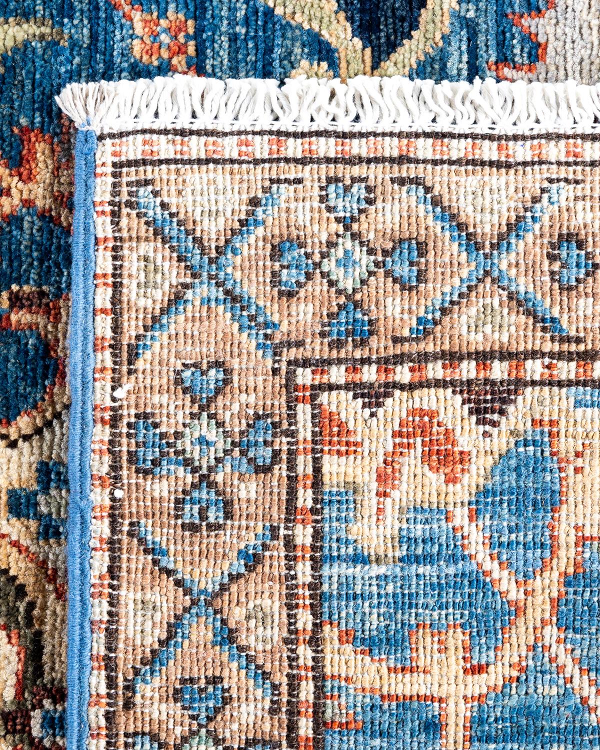 Tapis traditionnel Serapi noué à la main bleu clair de 2' 5