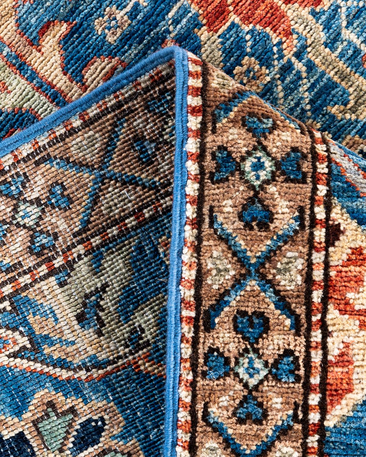 XXIe siècle et contemporain Tapis traditionnel Serapi noué à la main bleu clair de 2' 5