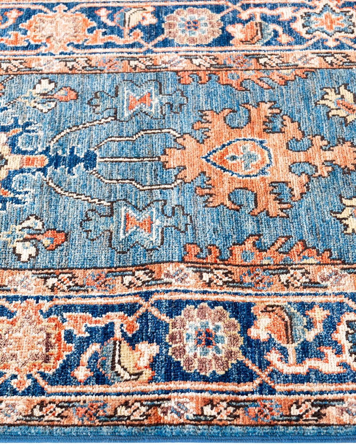 Noué à la main Tapis traditionnel Serapi noué à la main bleu clair de 2' 6