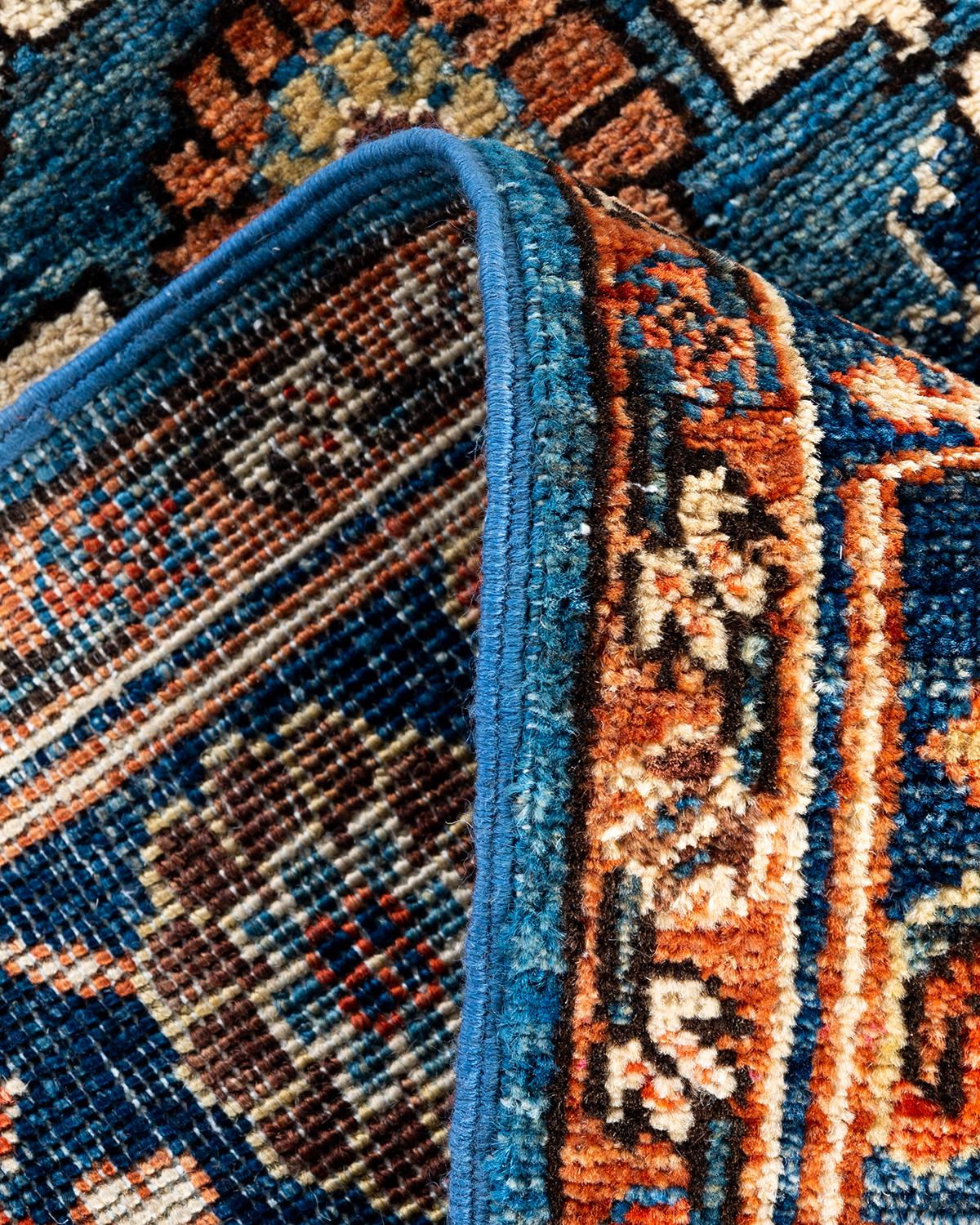 XXIe siècle et contemporain Tapis traditionnel Serapi noué à la main bleu clair de 2' 6