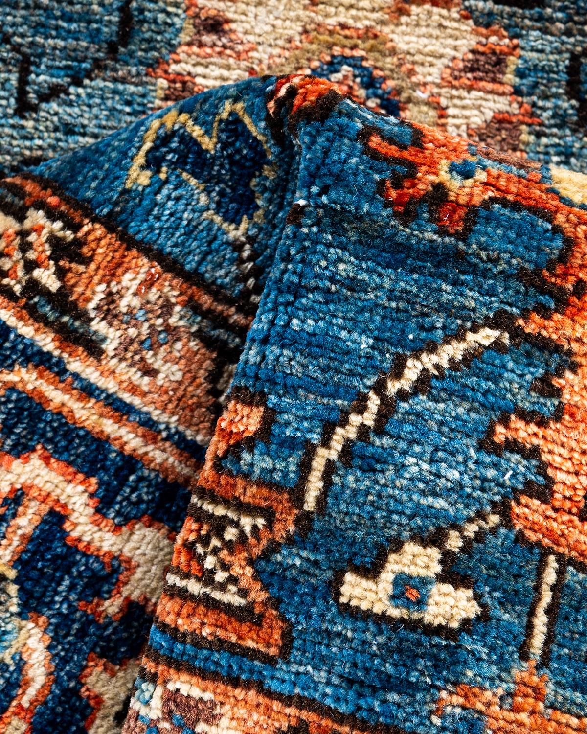 Laine Tapis traditionnel Serapi noué à la main bleu clair de 2' 6