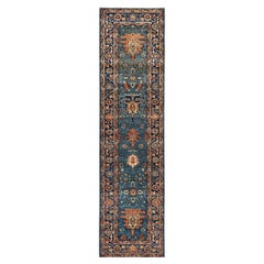 Traditional Serapi Hand Knotted Wool Light Blue Area Rug 2' 6" x 9' 8"