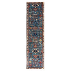 Traditional Serapi Hand Knotted Wool Light Blue Area Rug 2' 6" x 9' 9"