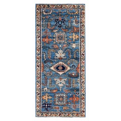 Traditional Serapi Hand Knotted Wool Light Blue Area Rug 2
 7" x 5
 10"