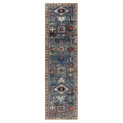 Traditional Serapi Hand Knotted Wool Light Blue Area Rug 2' 8" x 9' 9"