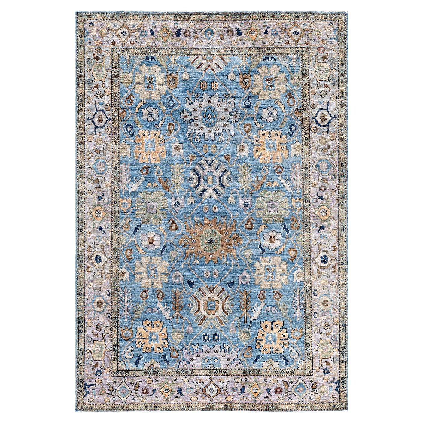 Traditional Serapi Hand Knotted Wool Light Blue Area Rug 5
 11" x 8
 8"