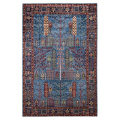 Traditional Serapi Hand Knotted Wool Light Blue Area Rug 5
 9" x 8
 9"