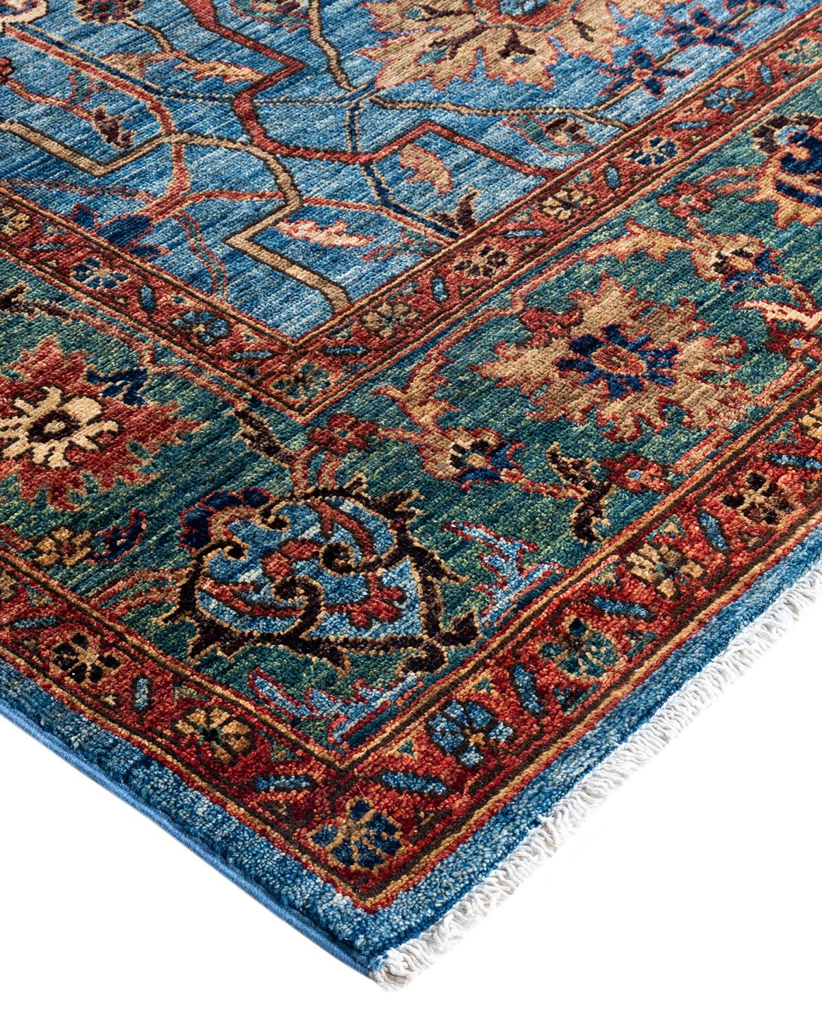 Persian rug-making at its finest inspired the rich colors, elaborate geometric motifs, and botanical detailing of the Serapi collection. With as many as 100 knots per inch, these handcrafted rugs are as durable as they are visually stunning, and