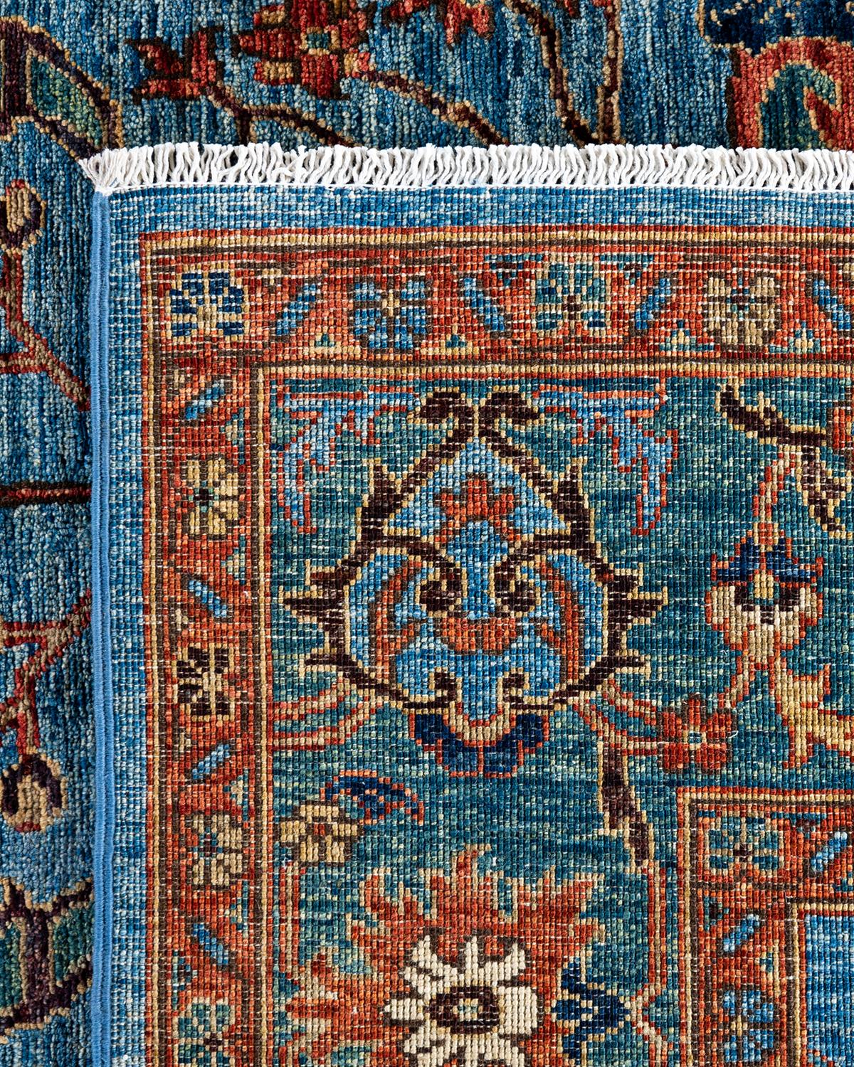 Traditional Serapi Hand Knotted Wool Light Blue Area Rug 6' 0