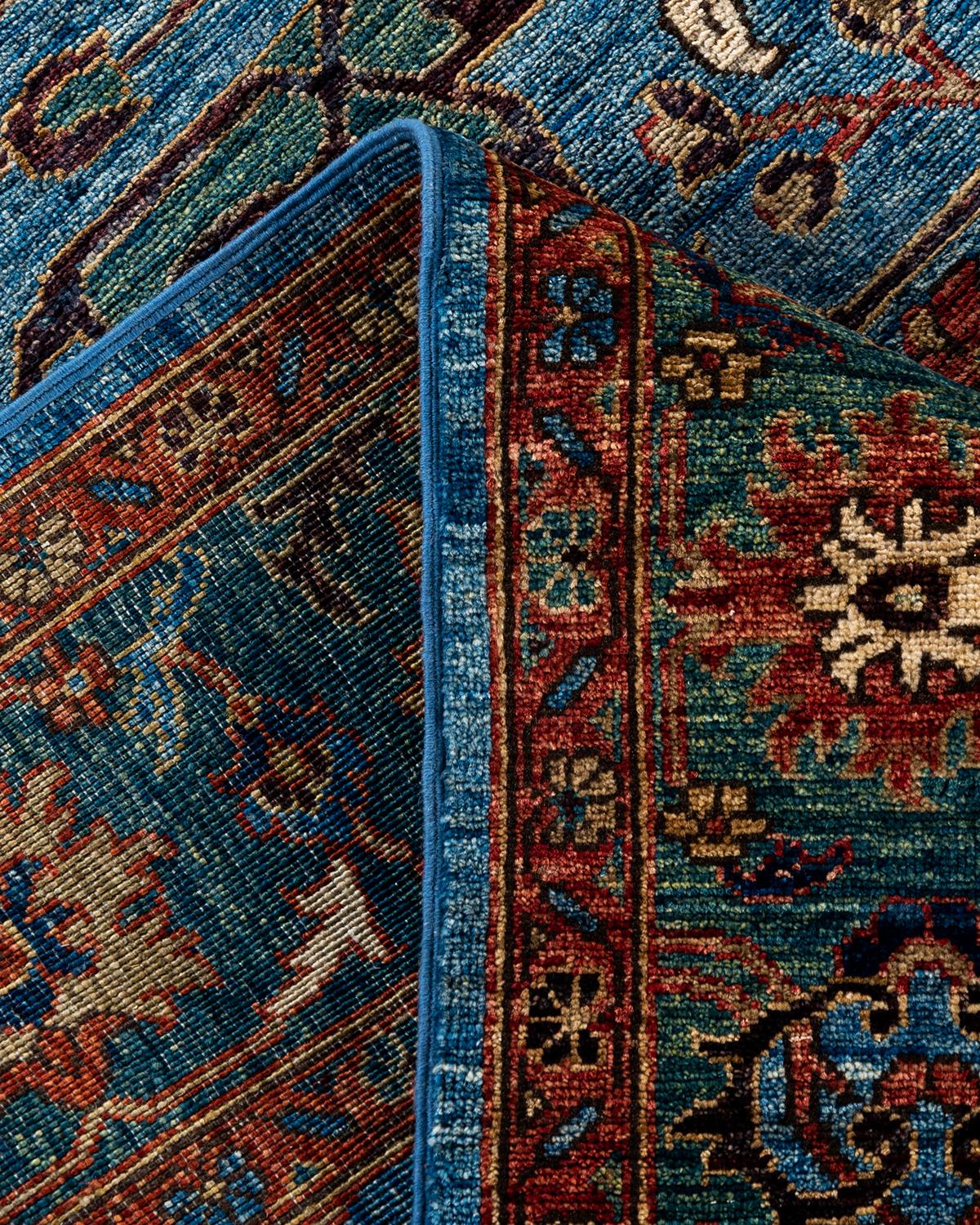 Contemporary Traditional Serapi Hand Knotted Wool Light Blue Area Rug 6' 0
