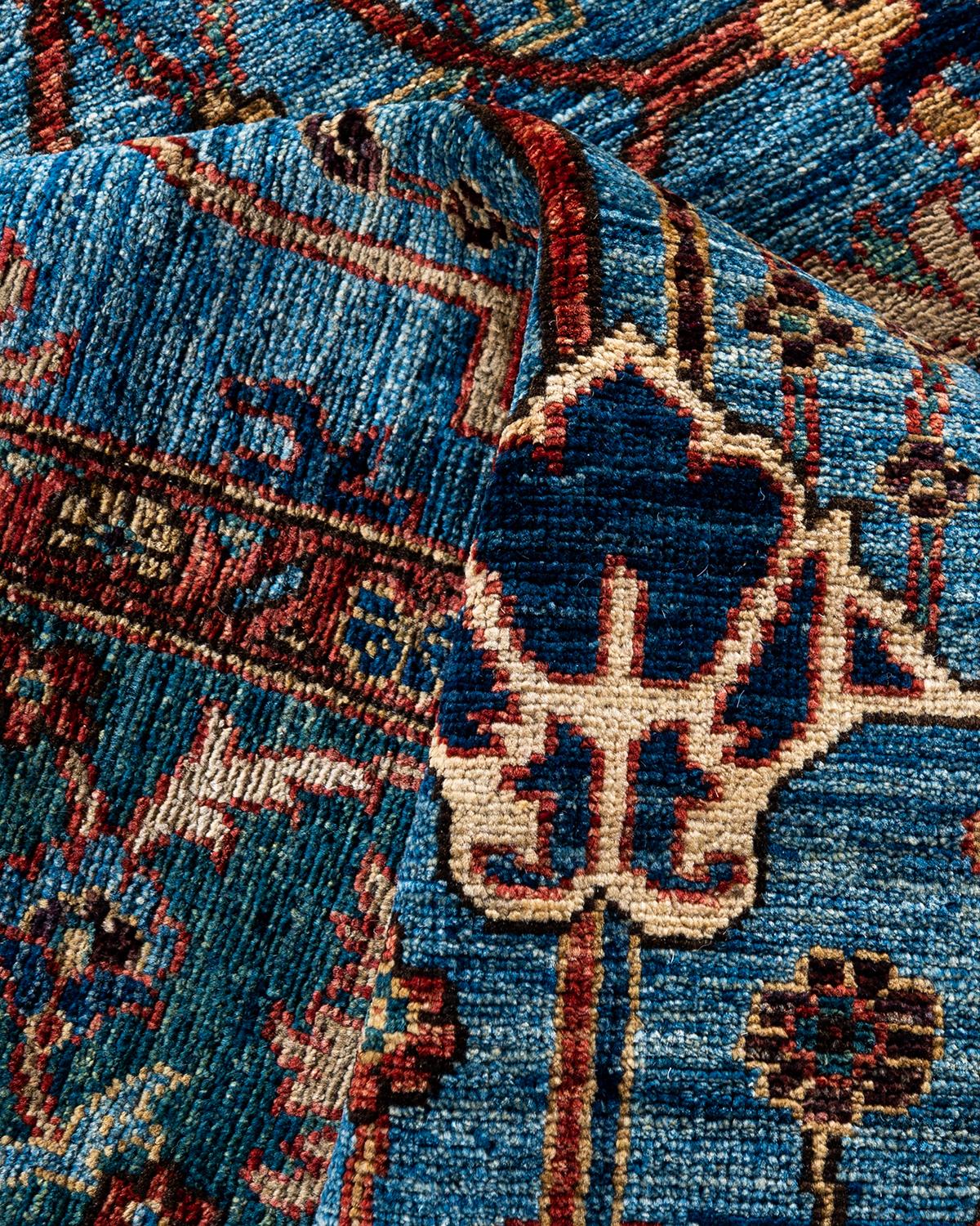 Traditional Serapi Hand Knotted Wool Light Blue Area Rug 6' 0