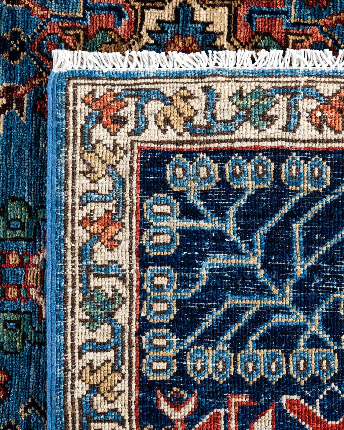 Tapis traditionnel Serapi noué à la main bleu clair de 6' 1